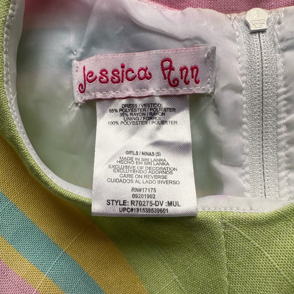 Multicolor Striped Easter/Spring Kids Dress - Picture 4 of 4